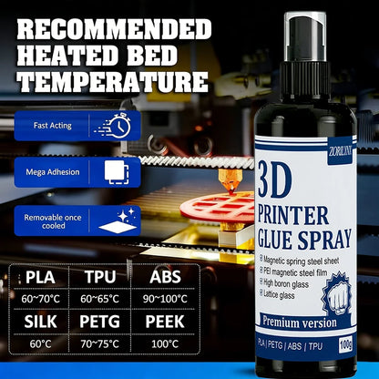 3D Printer Bed Adhesive – Strong First Layer Grip for Glass & PEI, No Warp, Easy Release