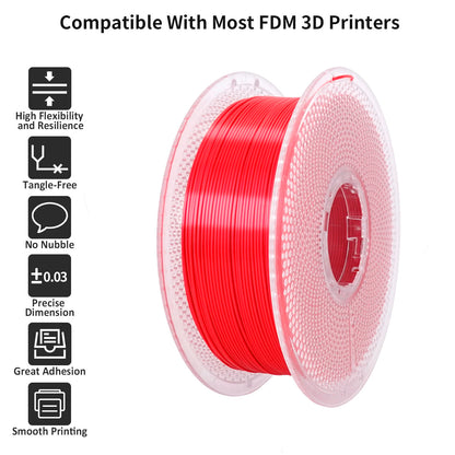 Silk PLA Filament 1.75mm Red – 1kg Neatly Wound ±0.02mm Shiny Finish for FDM 3D Printers