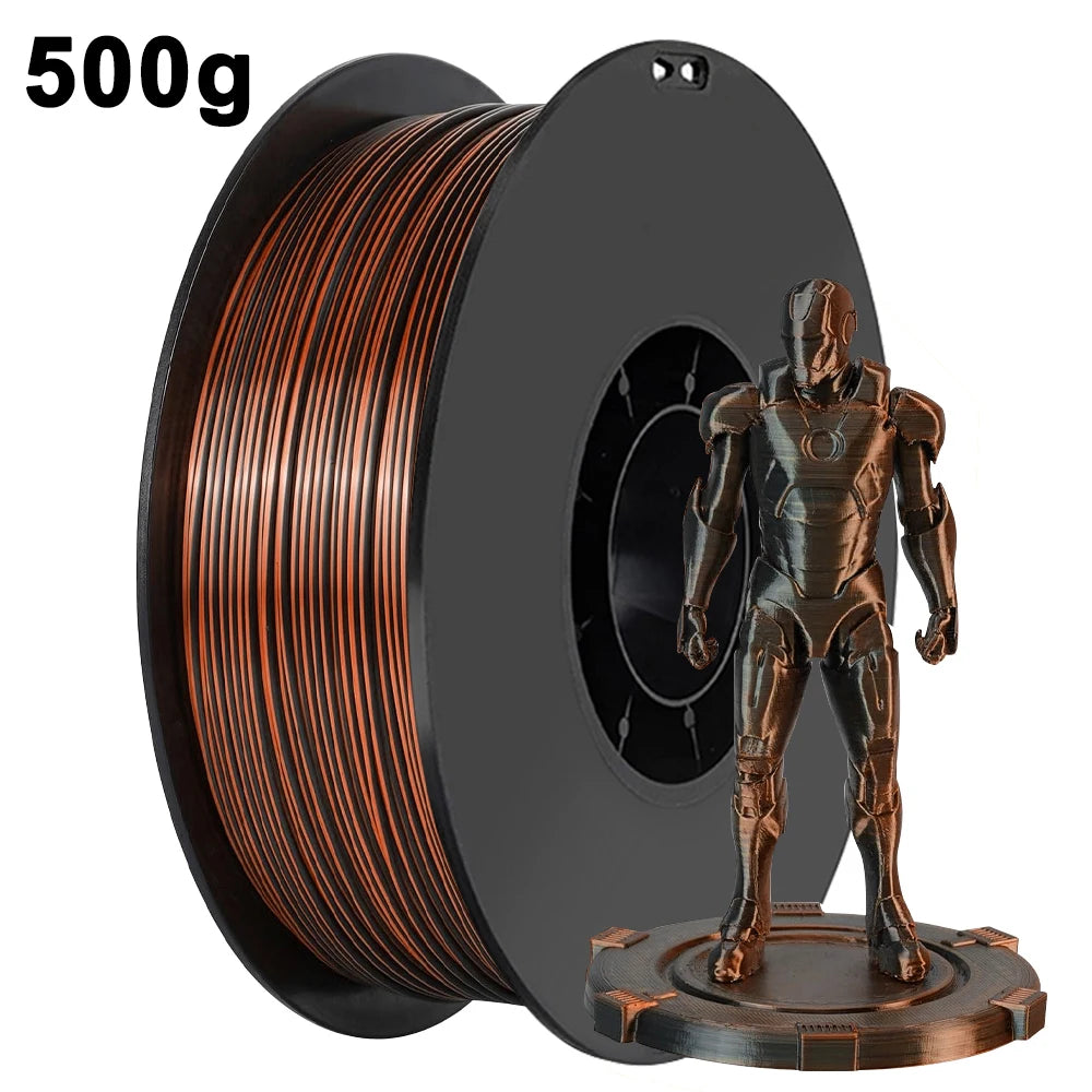 250g 500g 1Kg PLA Filament Silk Black Red Dual Color