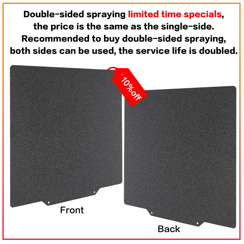 PEI Spring Steel Build Plate – Powder Coated Frosted Sheet for Ender 3 / CR-10 & More