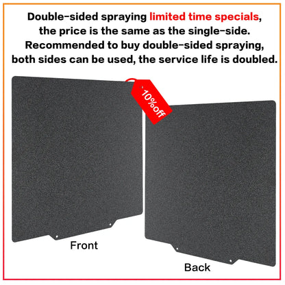 PEI Spring Steel Build Plate – Powder Coated Frosted Sheet for Ender 3 / CR-10 & More
