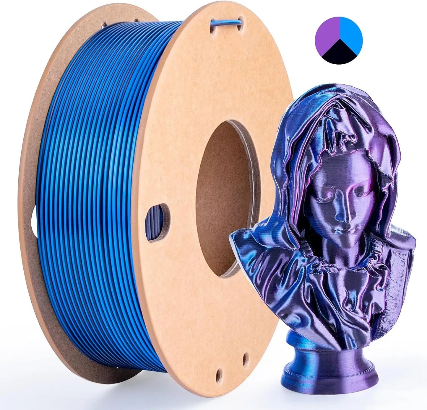 Multicolor Dual / Tri Color Silk PLA Filament 1.75mm – 250g Shiny for FDM 3D Printers