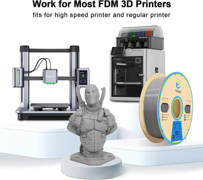 PLA+ Filament 1.75mm Gray – 1kg Neatly Wound ±0.02mm High-Strength 3D Printer Filament