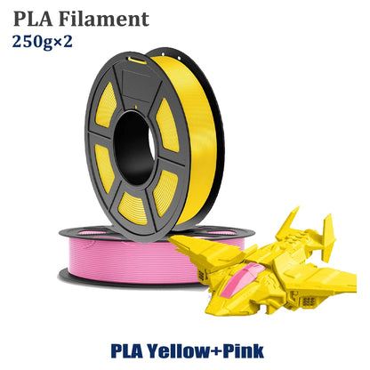 PLA Filament 1.75mm – 2x250g High Toughness Pink & Yellow for FDM 3D Printers
