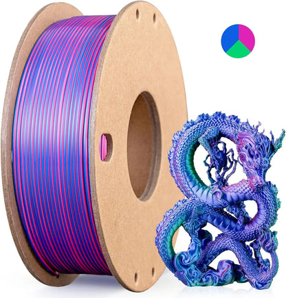 Multicolor Dual / Tri Color Silk PLA Filament 1.75mm – 250g Shiny for FDM 3D Printers