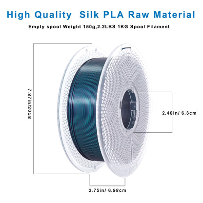 Silk PLA Filament 1.75mm – 1kg Dual Color Black & Green Gradient Sparkle Finish