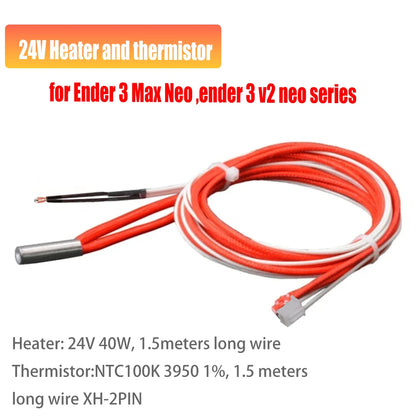 Hotend Kit for Ender 3 Neo / V2 Neo / Max Neo – J-Head Heatbreak, Nozzle Block & 1.5m Heater Thermistor