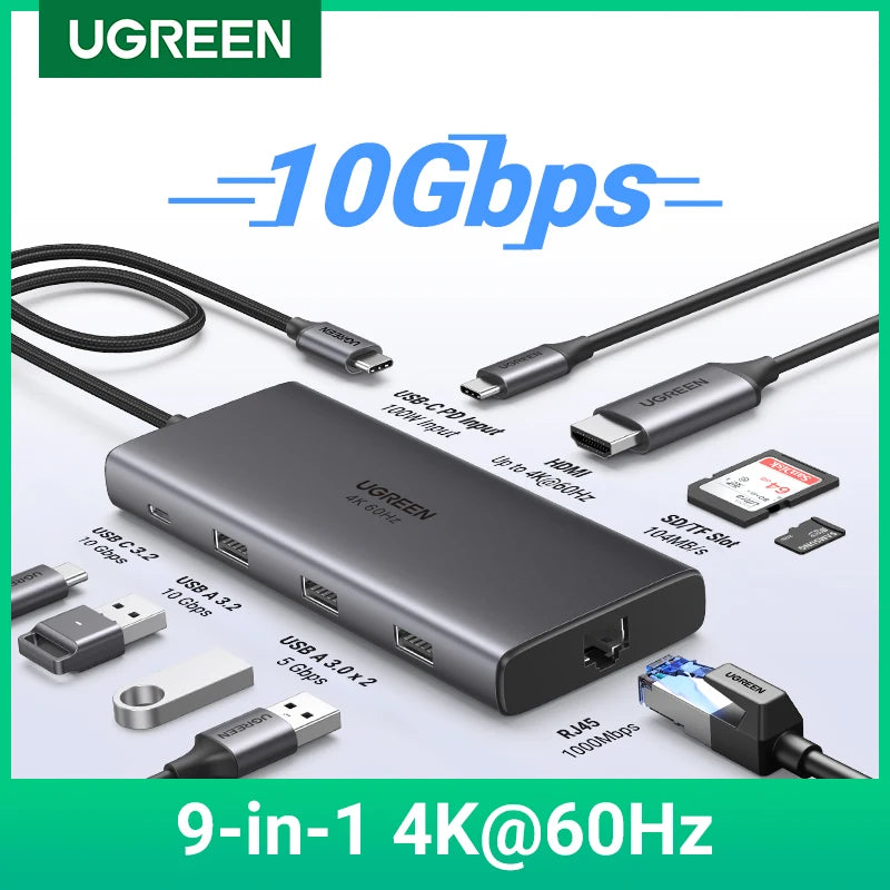 UGREEN 10-in-1 USB-C Hub 4K HDMI RJ45 PD100W