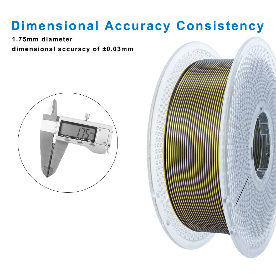 Silk PLA Filament 1.75mm – 1kg Black Gold Dual Color Reusable Spool, Bambu Lab Refill Compatible