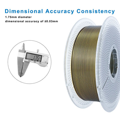 Silk PLA Filament 1.75mm – 1kg Black Gold Dual Color Reusable Spool, Bambu Lab Refill Compatible