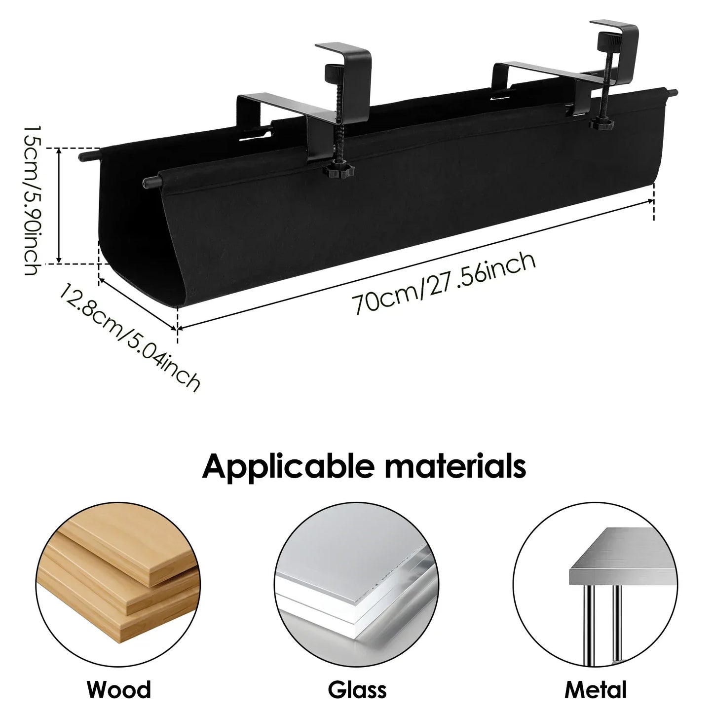 Under Desk Cable Management Tray with Hooks