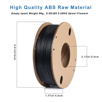 ABS Filament 1.75mm – 0.25kg Black ±0.02mm for FDM 3D Printers