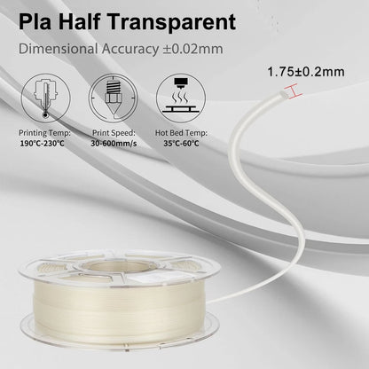 PLA Transparent Filament 1.75mm – 250g / 500g / 1kg Clear Material for FDM 3D Printers
