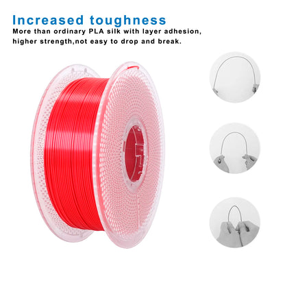 Silk PLA Filament 1.75mm Red – 1kg Neatly Wound ±0.02mm Shiny Finish for FDM 3D Printers