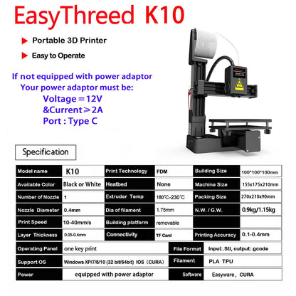 Easythreed K10 Mini 3D Printer – One-Click Print Desktop FDM Printer for Beginners