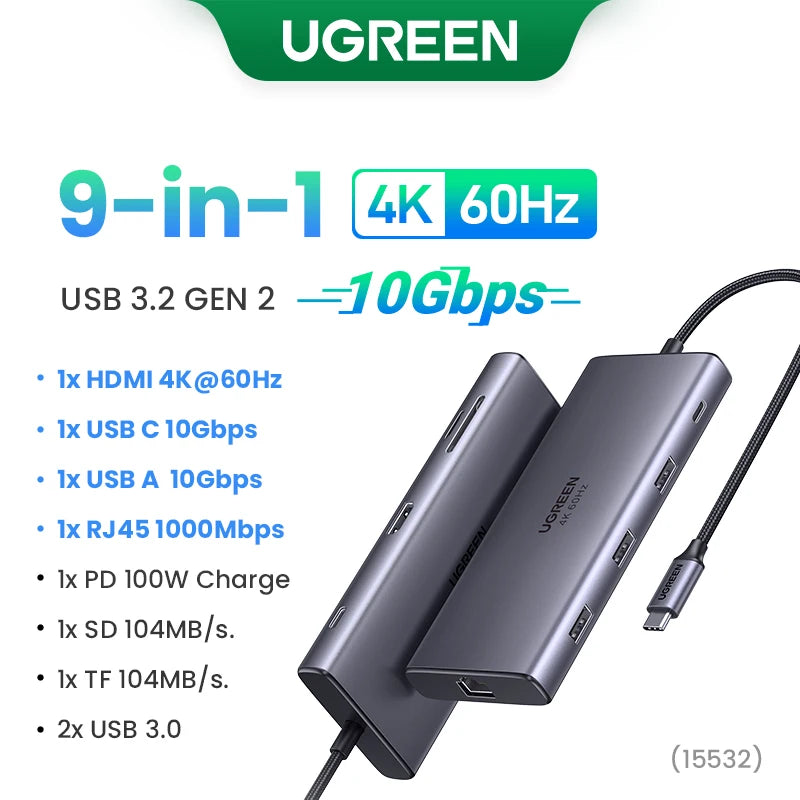 UGREEN 10-in-1 USB-C Hub 4K HDMI RJ45 PD100W