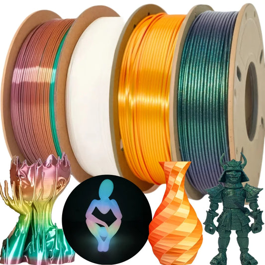 Silk PLA Filament Bundle 1.75mm – 1kg Total ±0.03mm Dimensional Accuracy for FDM 3D Printers