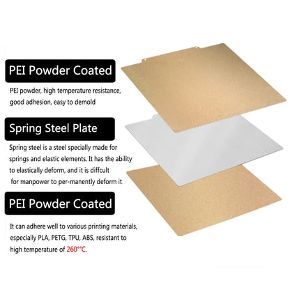 Anycubic Kobra 2 Plus Build Plate – Double-Sided Textured PEI Powder Coated Spring Steel Sheet 330x330mm